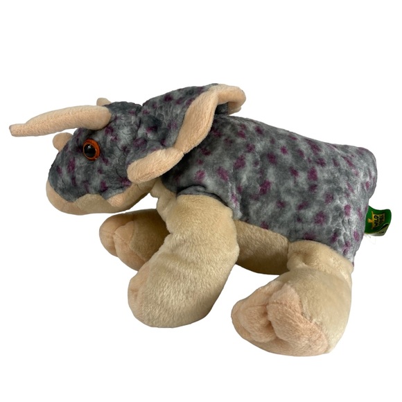 Wild Republic Triceratops Large Sized Beanie Plush Stuffed Dinosaur Purple Gray - Picture 4 of 13